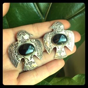 🖤SOLD🖤 Sterling Native Thunderbird onyx Earrings